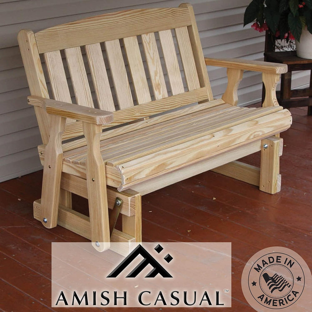 Amish Casual Heavy Duty 800 Lb Mission Pressure Treated Porch Glider (4 Foot,...