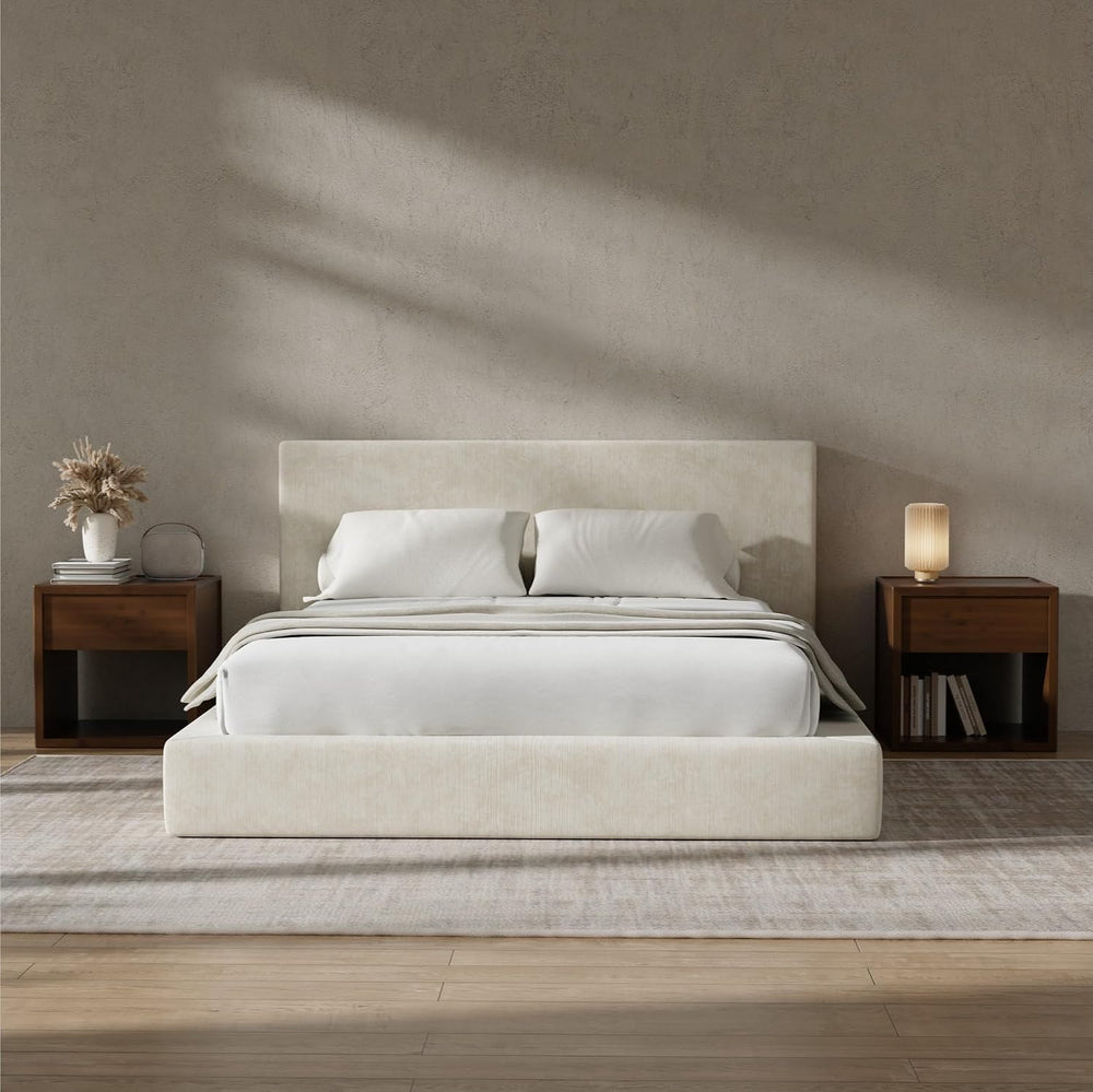 RECCI AirFrame Queen Upholstered Bed Frame with Plush Padded Headboard