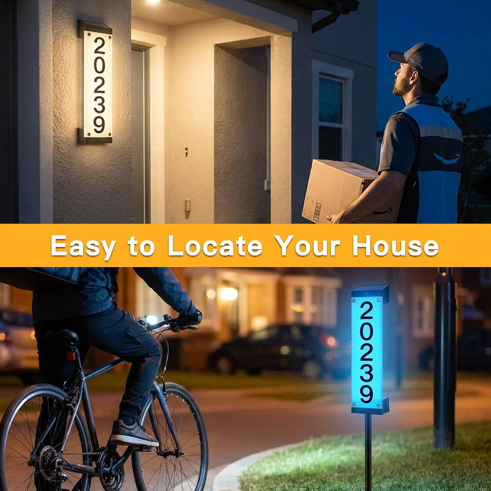 Solar House Numbers for Outside, Address Signs for Yard with Stake