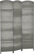 HOMCOM 3 Panel Room Divider 6 Ft Privacy Screen Hand-Woven Mixed Gray