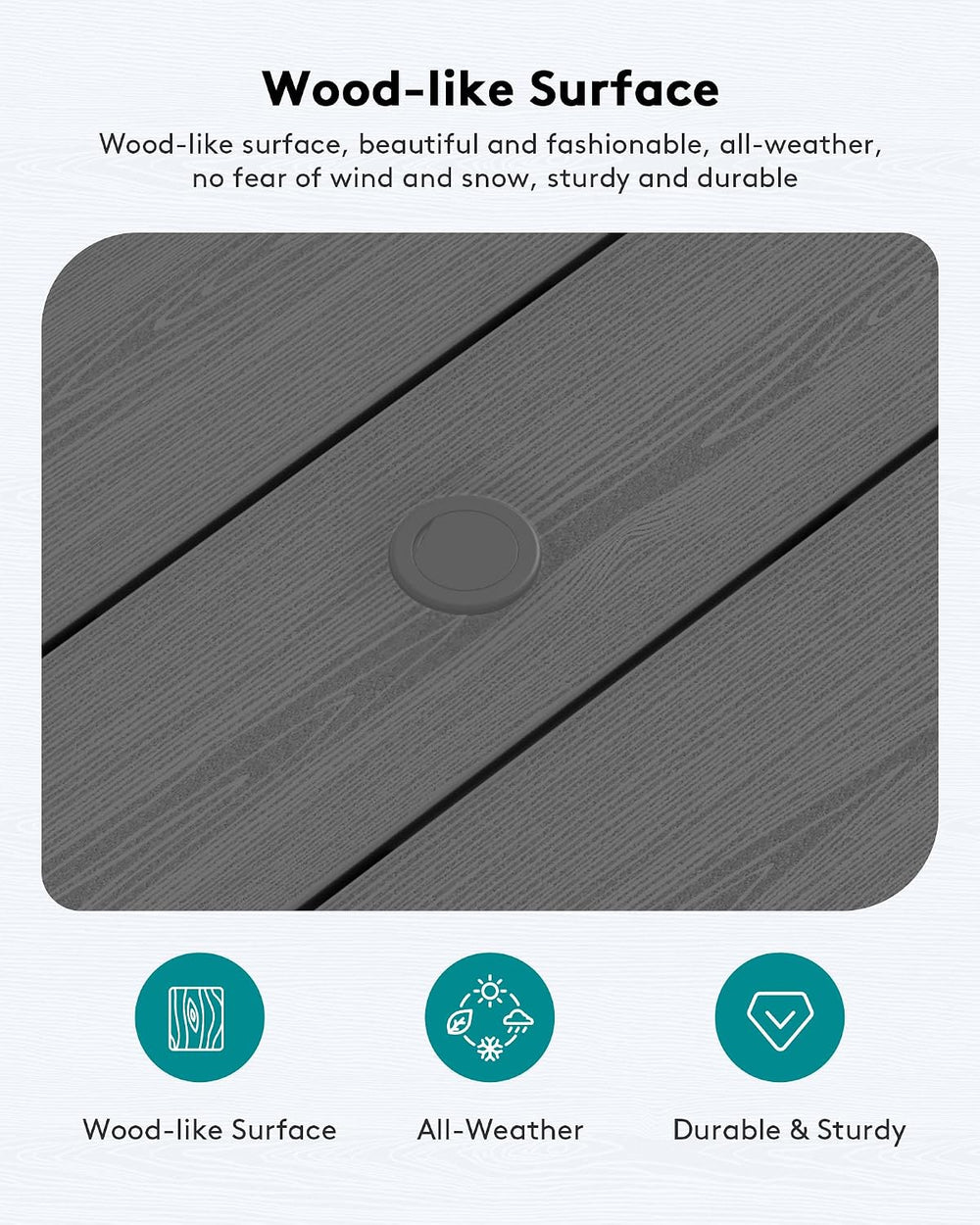 SERWALL HDPE Patio Coffee Table, Rectangle Outdoor Coffee Table, All-Weather ...