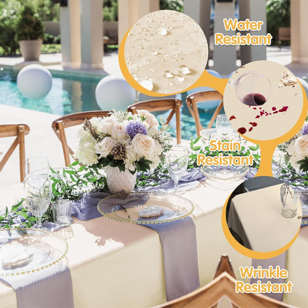 BRILLMAX 6 Pack Beige Tablecloths 60x102 Inch for 6ft Rectangle Tables