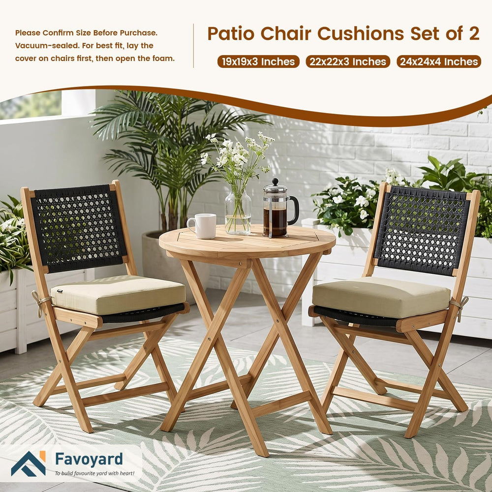 Favoyard Patio Chair Square Cushions Set of 2, Beige, 22 x 22 x 3 inches