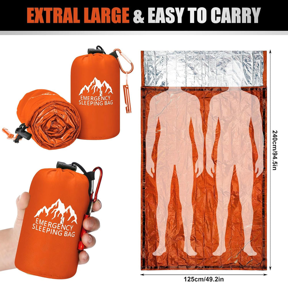 Oudain 6 Pcs XL Emergency Sleeping Bag Waterproof Bivy Sack Whistle