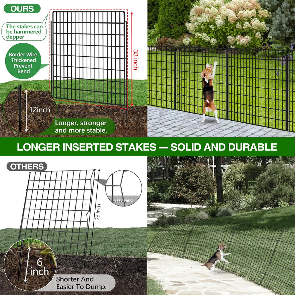 15 Panels Garden Fencing Animal Barrier with Lock, 33 in(H) X 36 ft(L) Dog Fe...