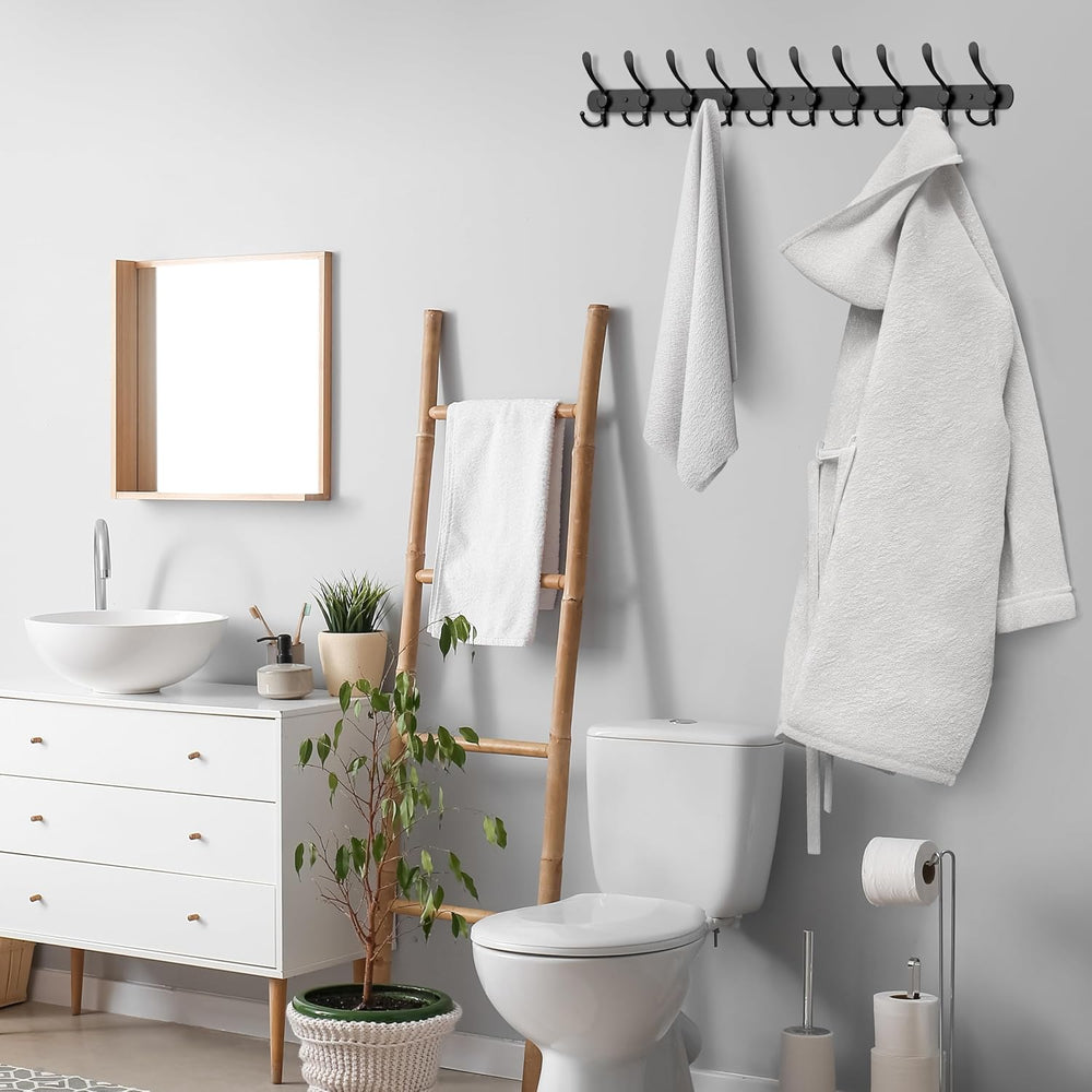 Coat Rack Wall Mount with 10 Tri Hooks – 32 Inch Stainless Steel Coat Hook Ra...