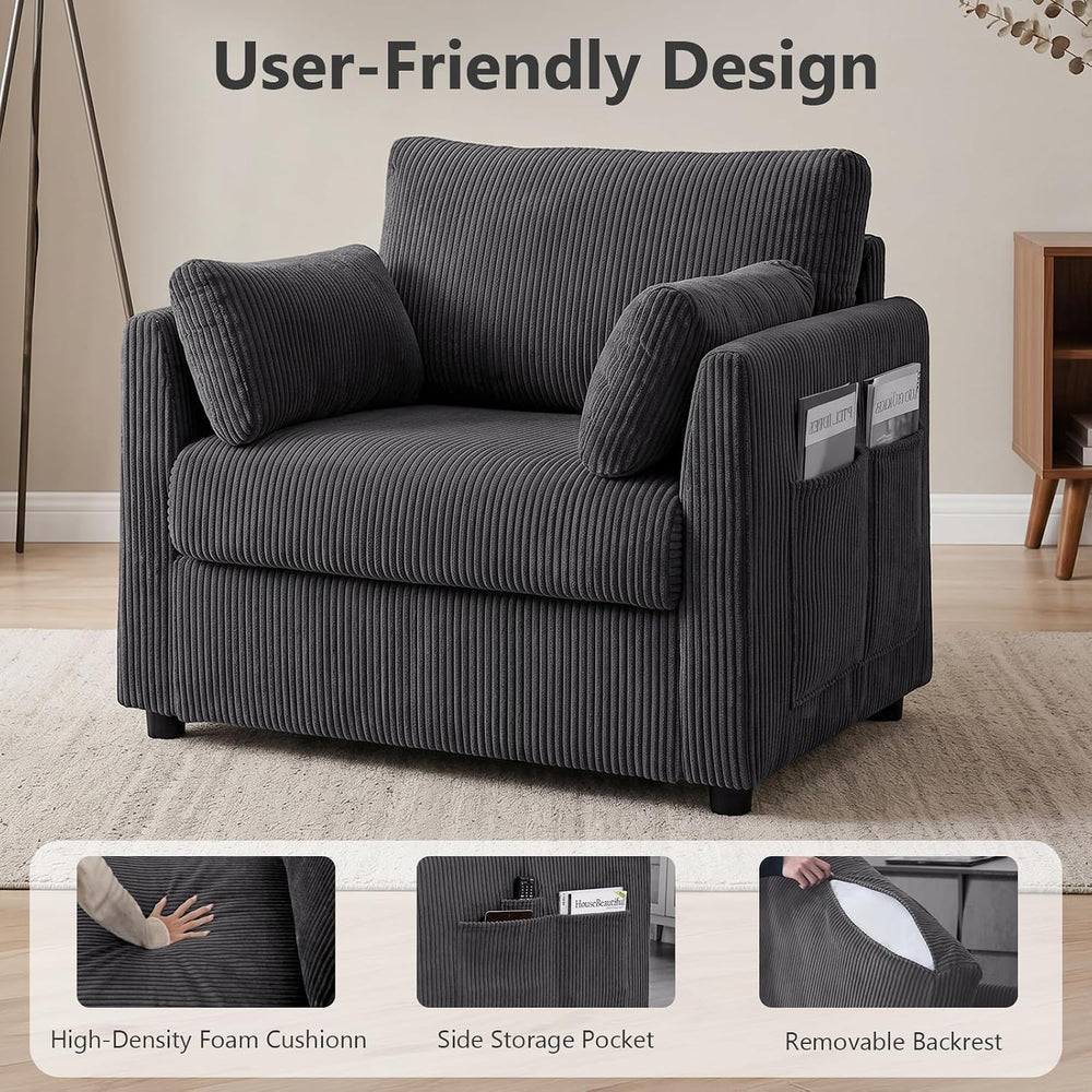38" Oversized Accent Chair with Side Pockets(Gray)