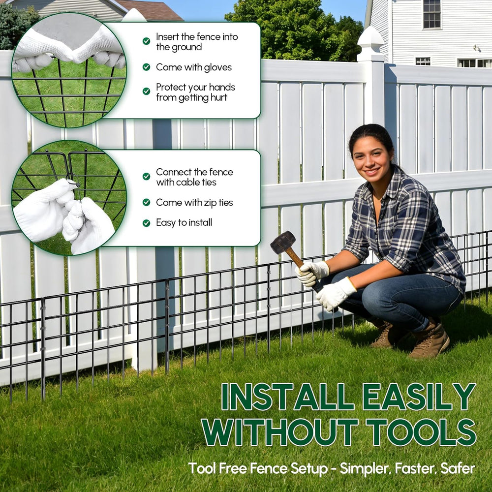 42.5ft(L) x 13in(H) Garden Fence Animal Barrier, 30 Panels No Dig Fence Panel...