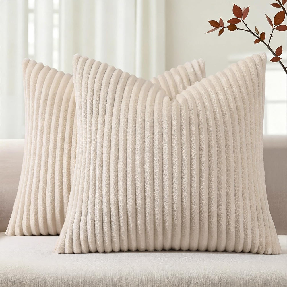 Simmore Fall Soft Apricot Flannel Throw Pillow Covers 24X24 Set of 2