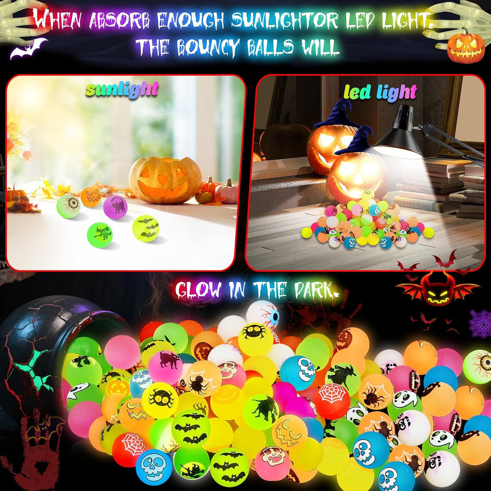 210 PCS Halloween Party Favors, Halloween Glow in The Dark Bouncy Balls