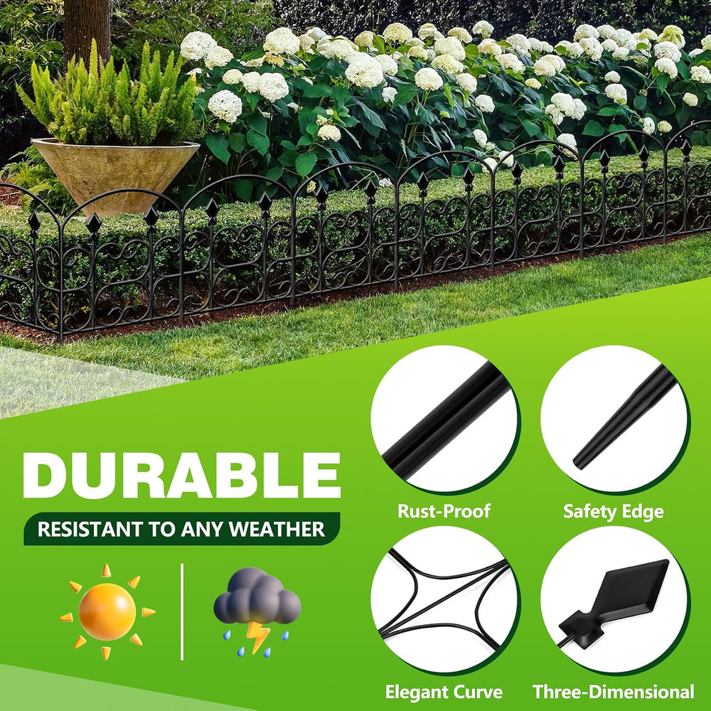 24in(H) x 10.83ft(L) Decorative Garden Fence - Tall Garden Fence Animal Barri...