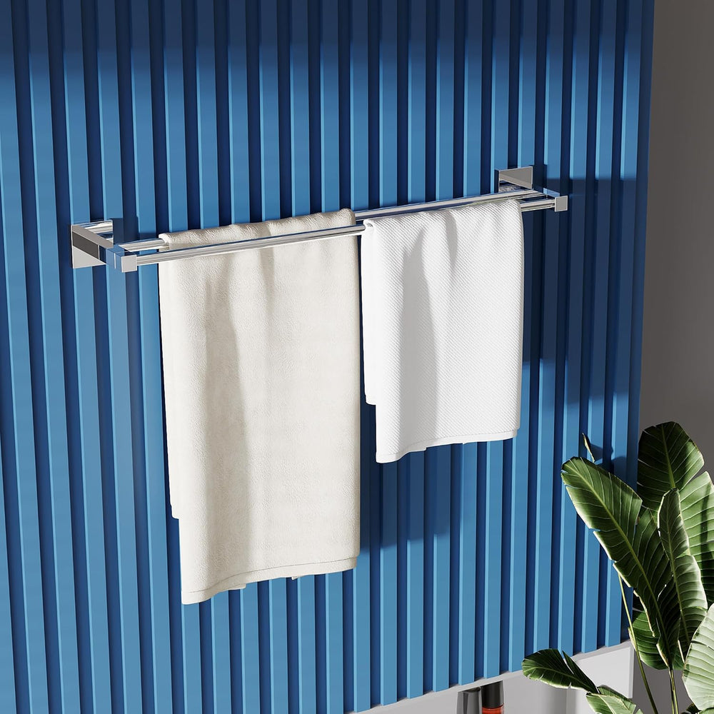 RUACQ Double Towel Bar 24" Towel Racks for Bathroom Wall Mounted Chrome
