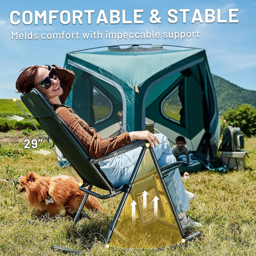 Timber Ridge 3-Level Adjustable Rocking Camping Chair, Ergonomic Padded High ...