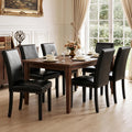 LSSBOUGHT Modern Leather Dining Chairs Set of 6 with Studded Trim(Black)