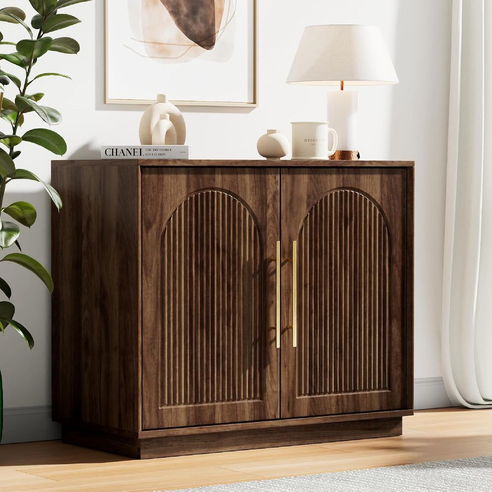 Modern Buffet Cabinet with Storage, 31.5”Sideboard Cabinet, Walnut