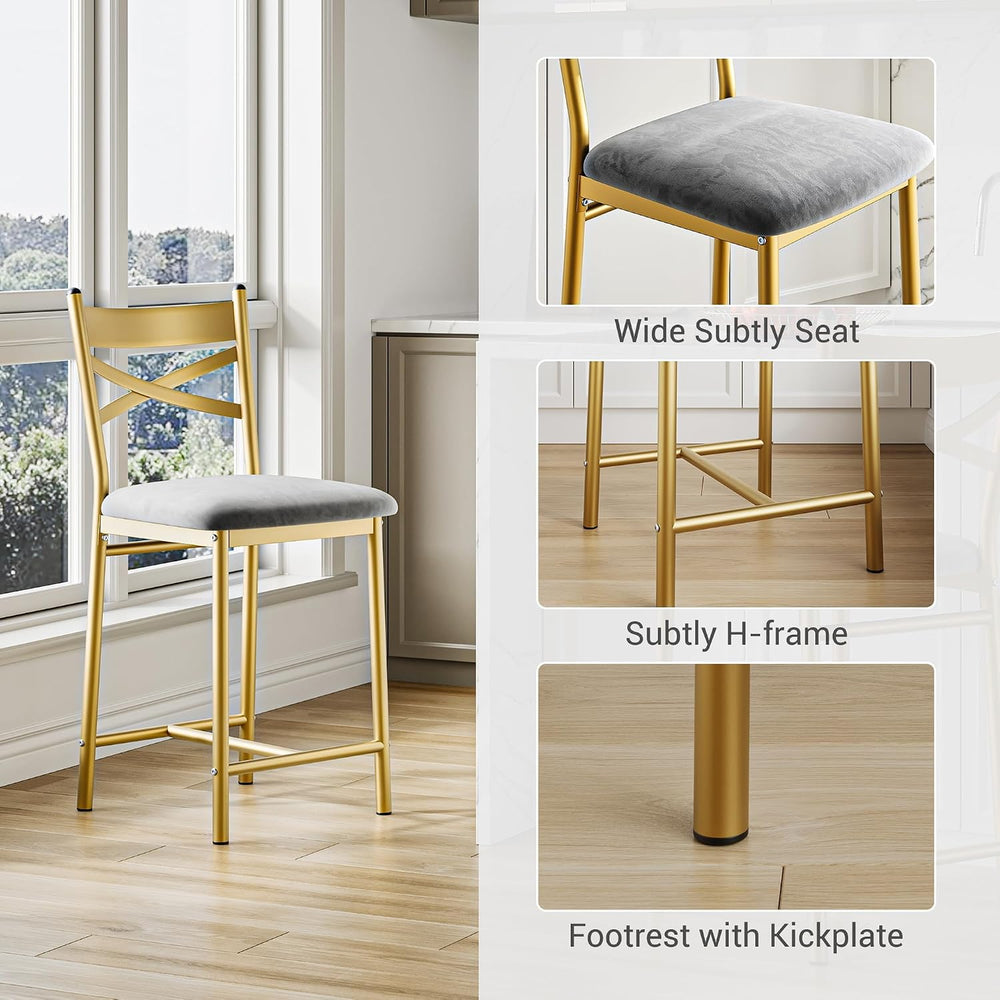 Garvee 26'' Bar Stools Set of 4, Counter Stools with Back & Thick...