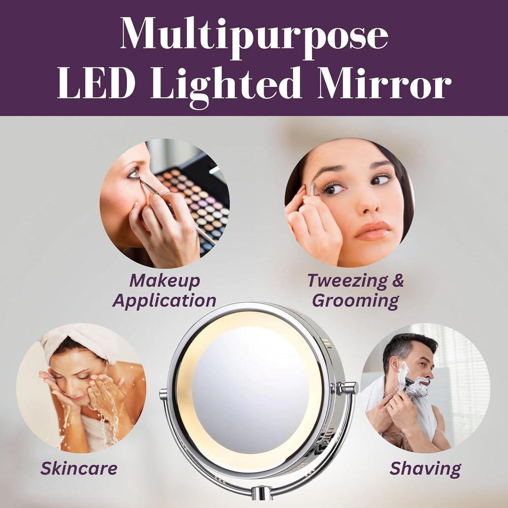 JERDON Hardwired Wall-Mount Makeup Mirror - 8X/1X - Chrome - HL88CLD