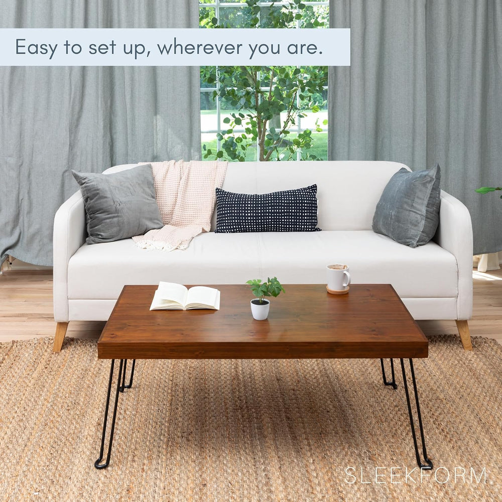 Sleekform Folding Wood Coffee Table, 20 x 40 Inch - Walnut