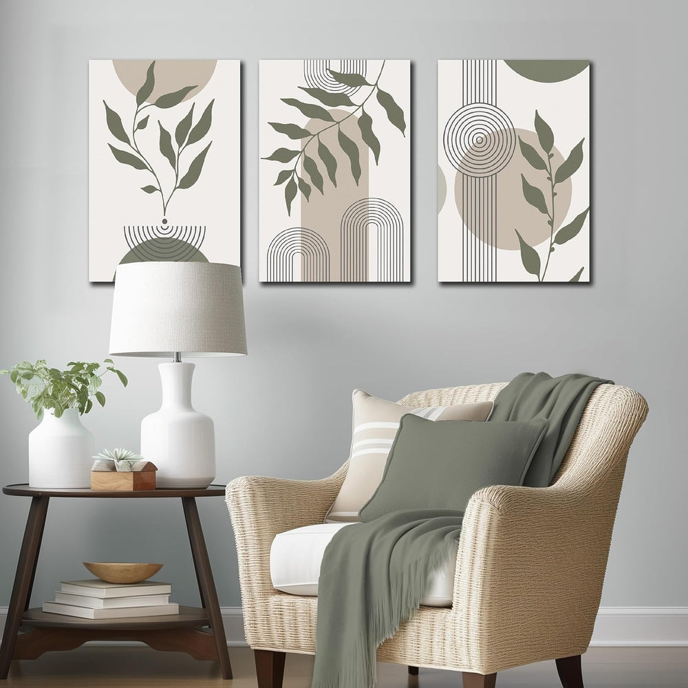 Boho Canvas Wall Art for Bathroom Green Bohemian Wall Decor