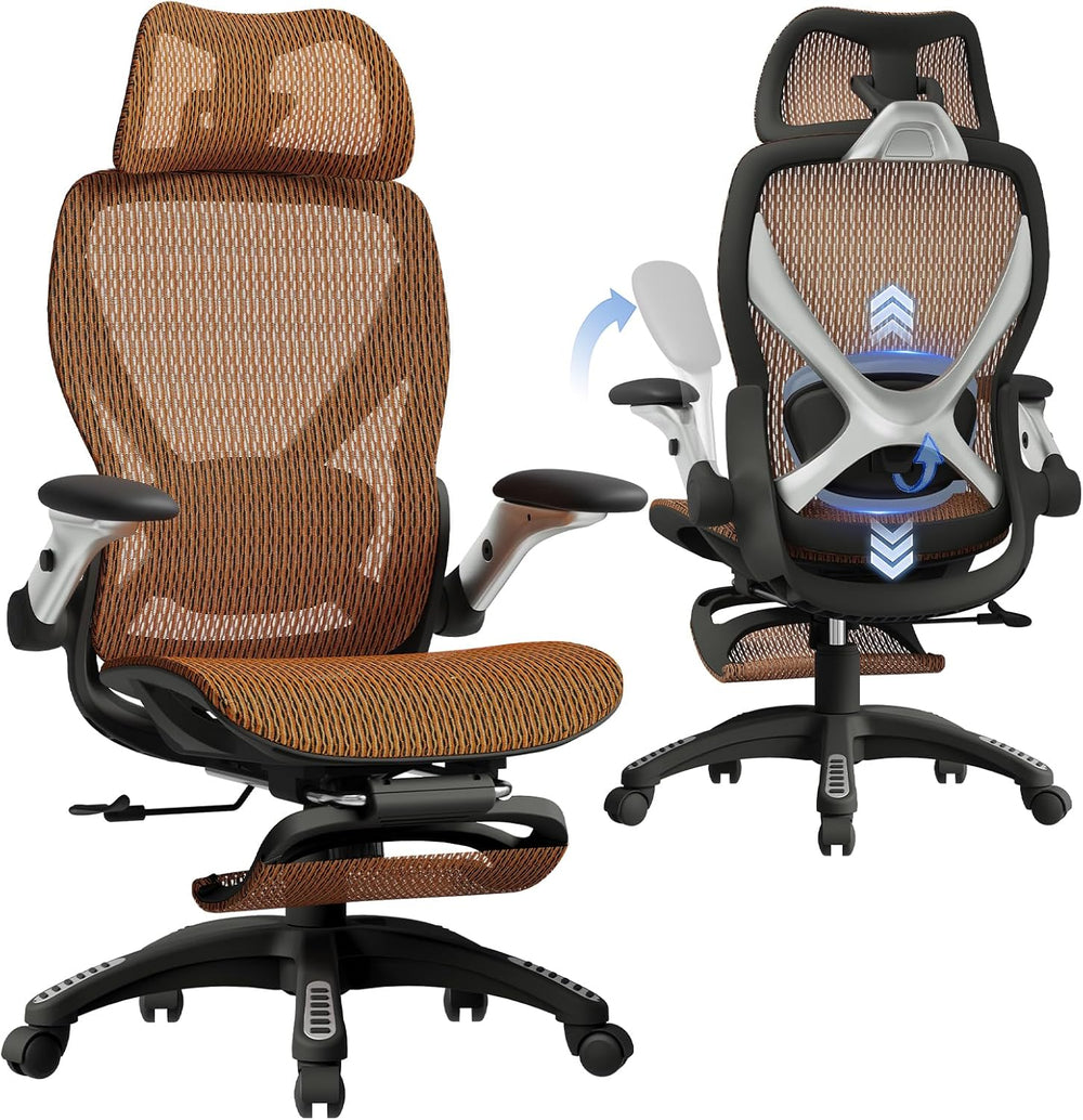 ELABEST X100 Ergonomic Mesh Office Chair with Footrest, Big and Tall Home Des...