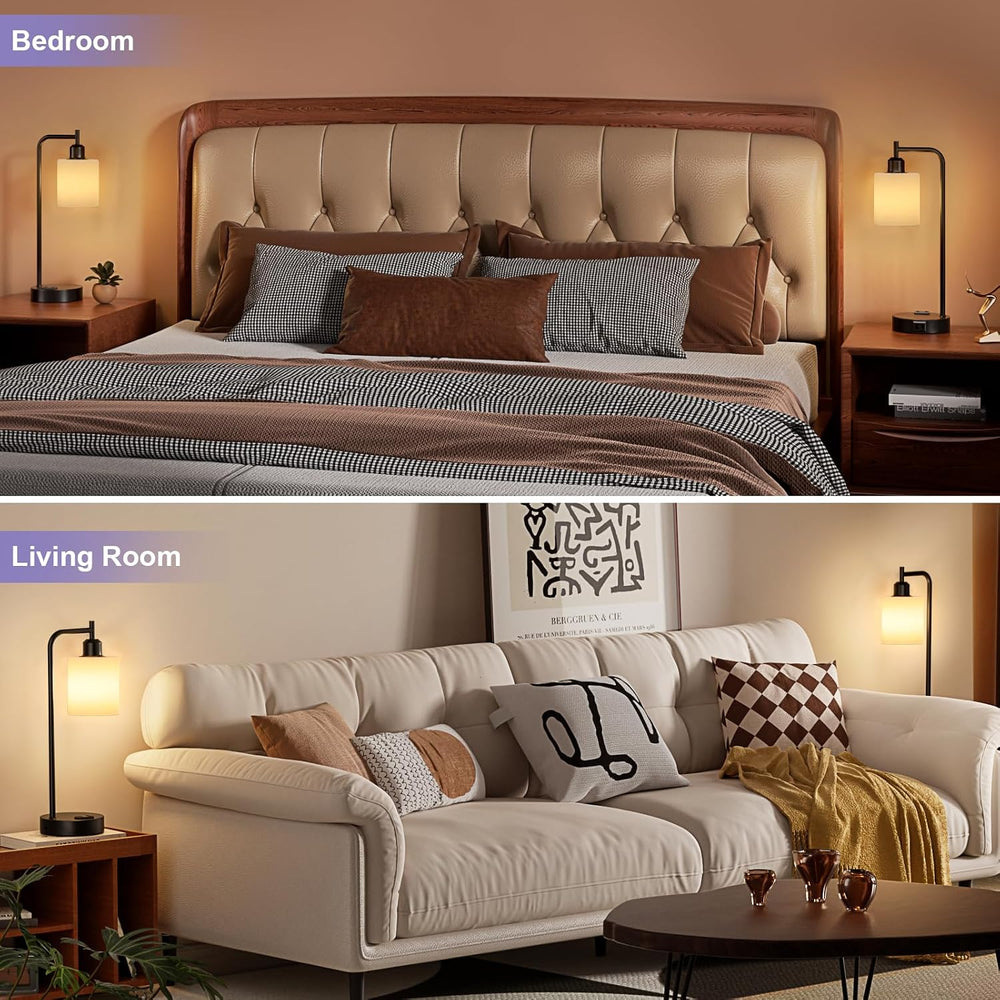 Industrial Touch Bedside Lamps for Bedrooms Set of 2 - 3-Way Dimmable Nightst...