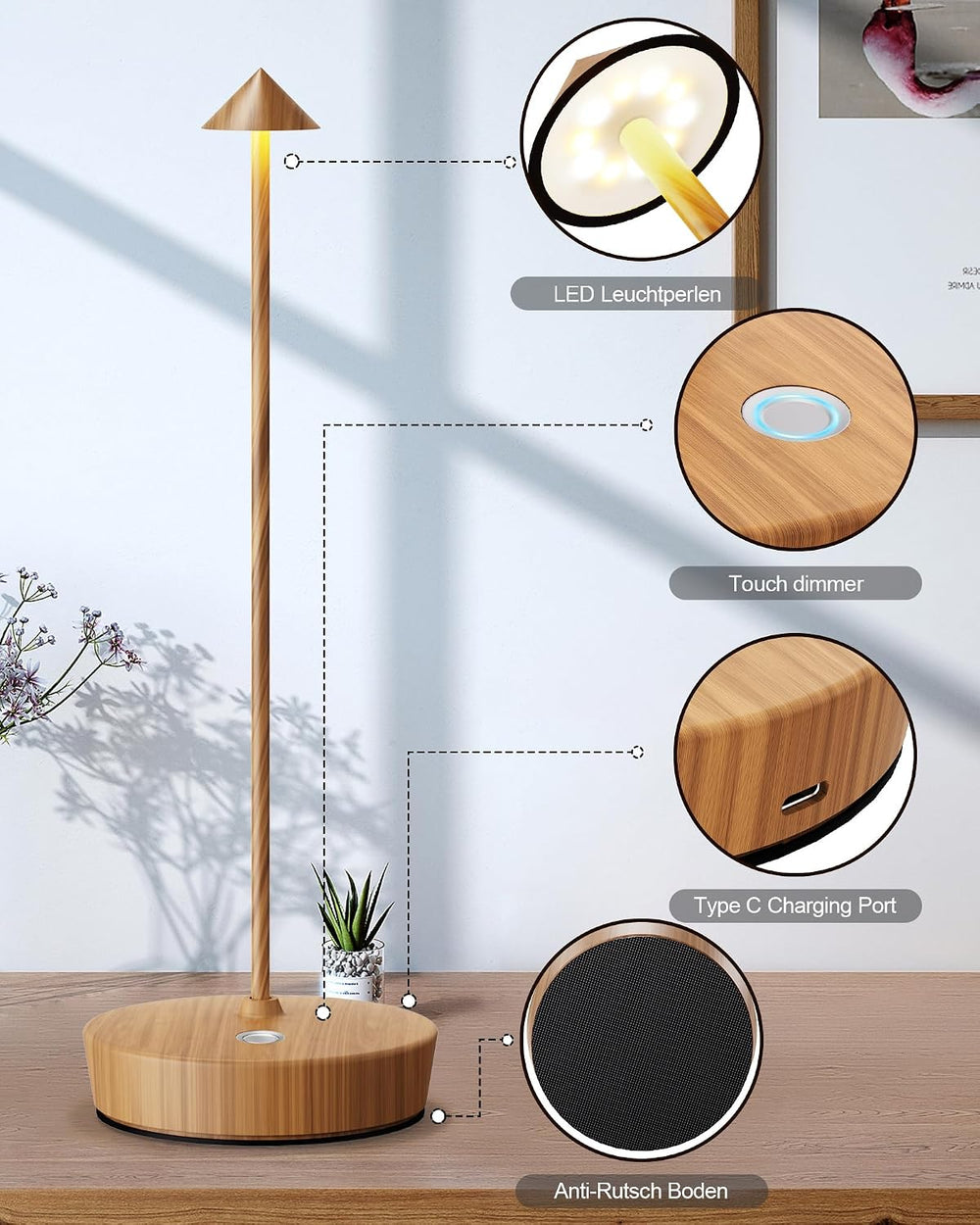Cordless Table Lamps Rechargeable LED Table Light