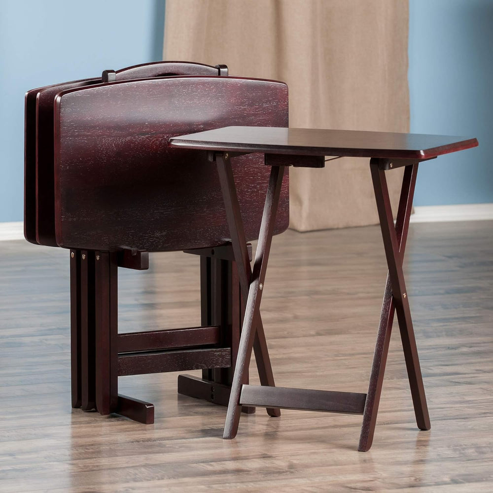 Winsome Dylan Set of 4 Oversized Foldable Snack Tables, Espresso, 26"