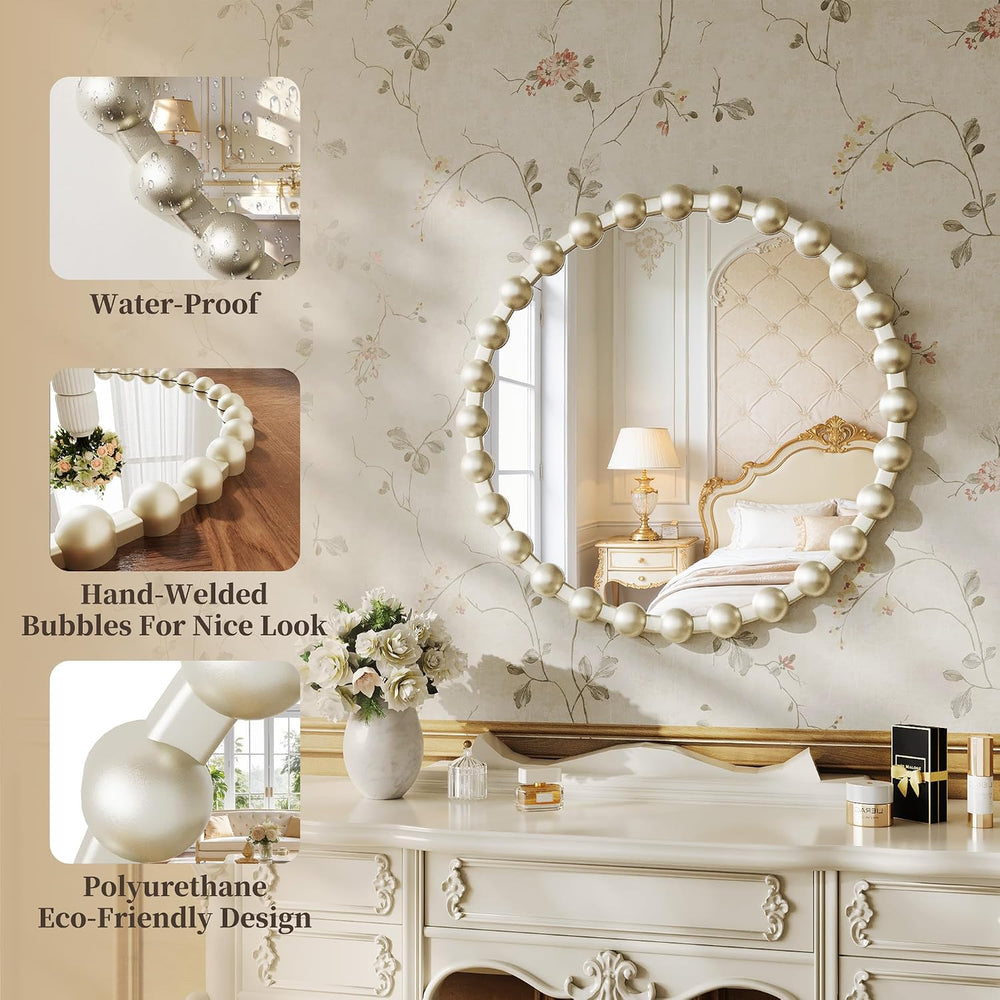 24 Inch Silver Round Mirror for Wall, Modern Decorative Vanity Wall Mirror