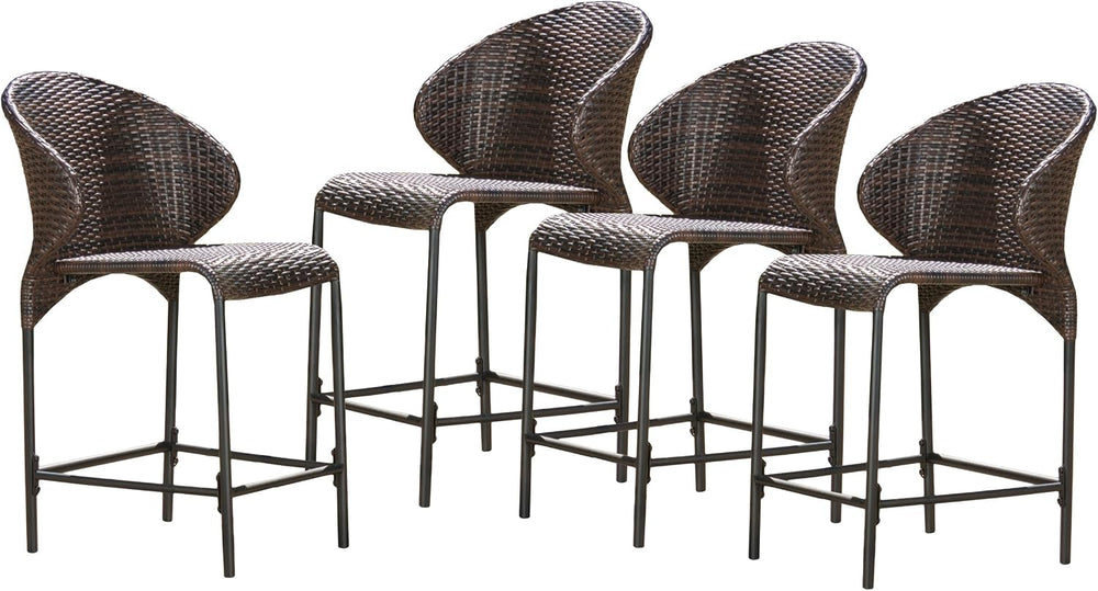 Christopher Knight Home Oyster Bay Wicker Counterstools, 4-Pcs Set, Multibrown