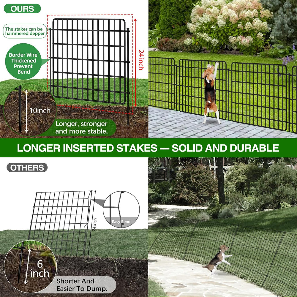 10 Panels Garden Fencing Animal Barrier with Lock, 24 in(H) X 20 Ft(L) Dog Fe...