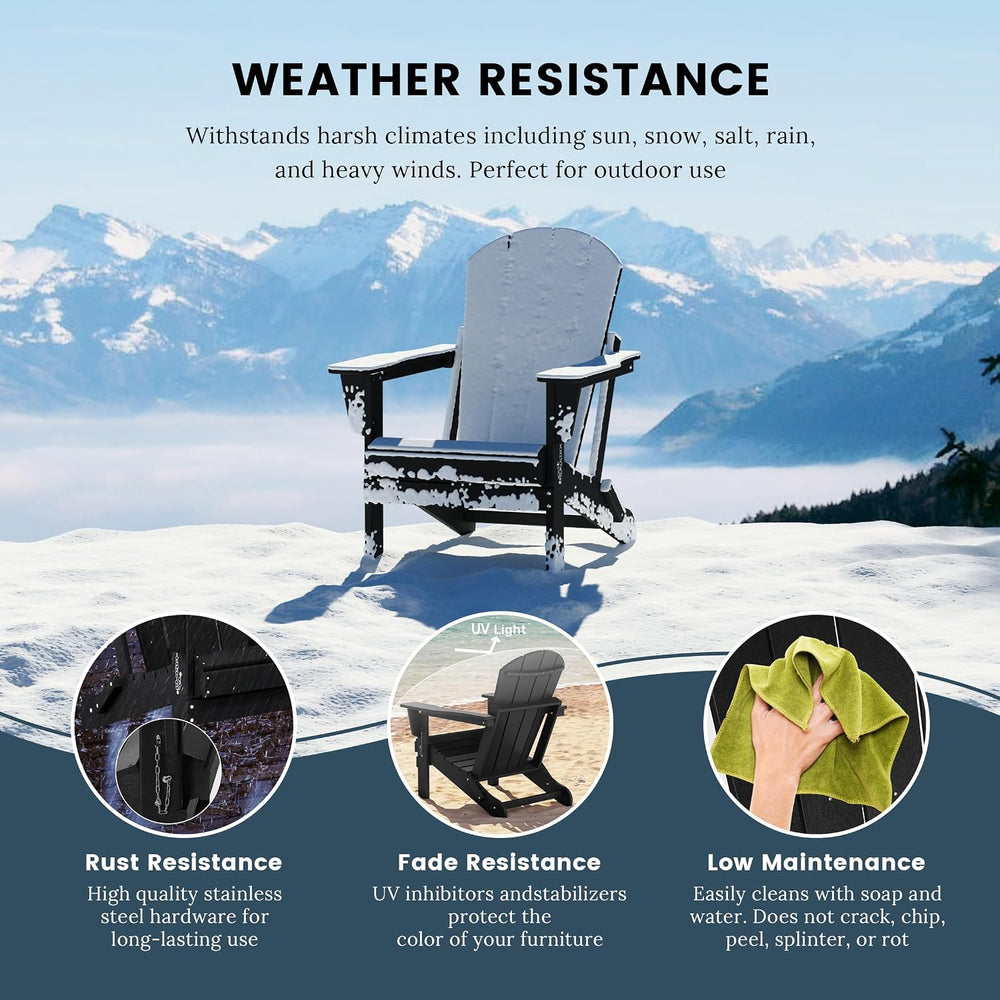 WO Home Furniture Laguna Folding Adirondack Chair Set of 4, Black