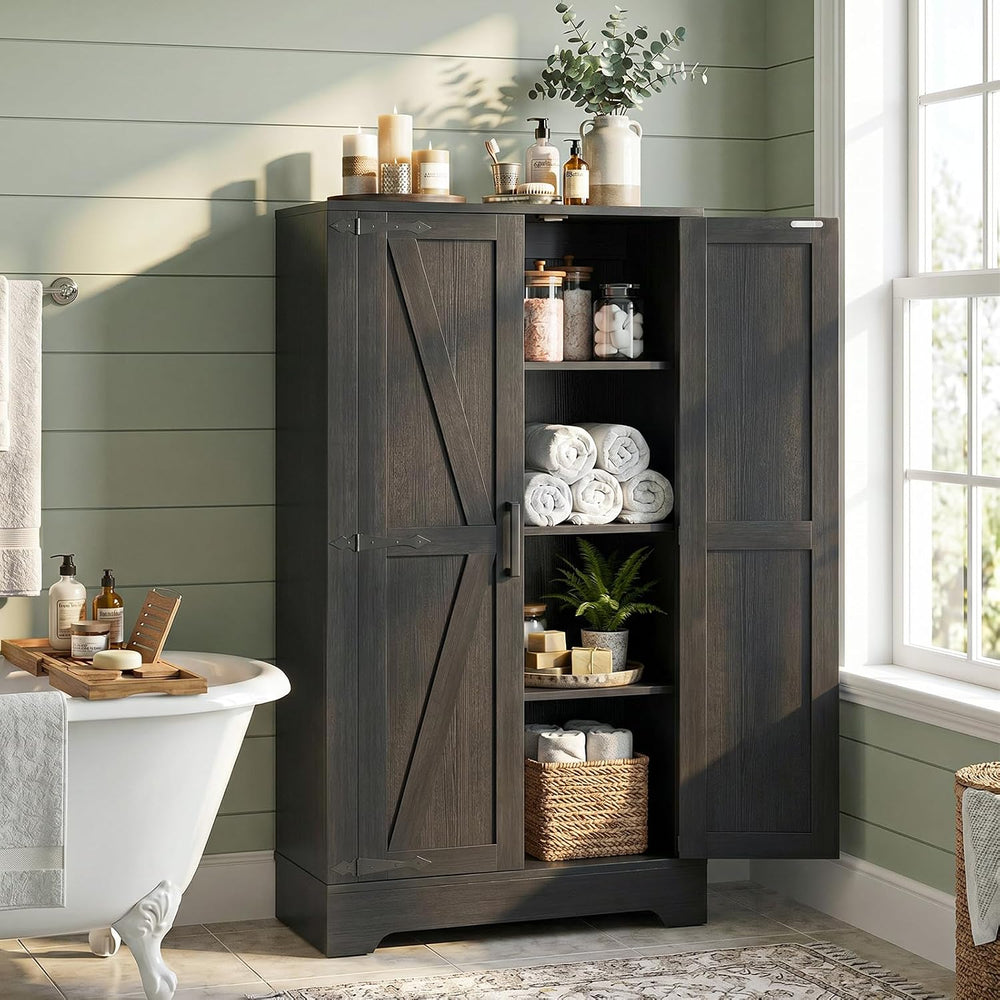 Unikito Kitchen Pantry Storage Cabinet with Adjustable Shelves, Black