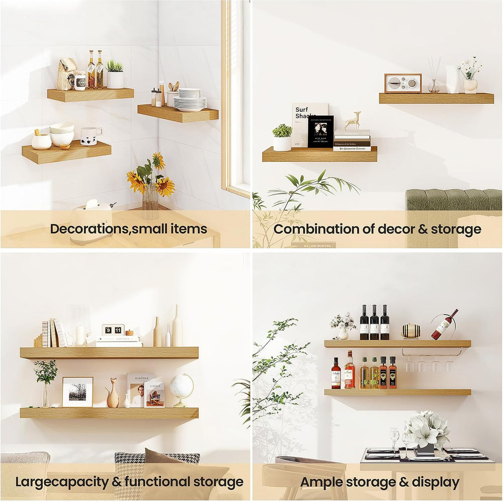 Vivelove Floating Shelves 9 inch Deep 24”Long Set of 2, Oak