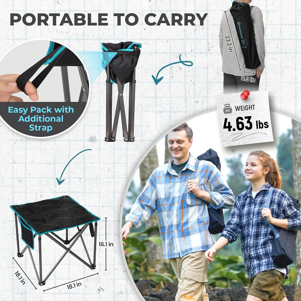 FUNDANGO Oversized Camping Stool Padded 18.1in 440Lbs Folding Foot Rest