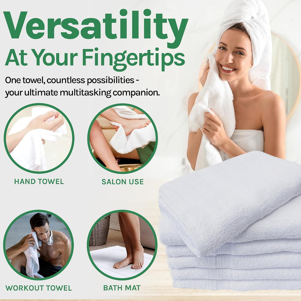 Towels N More 6 Pk 22X44 Gym Towels Hair Dry Small Bath Towel Lightweight