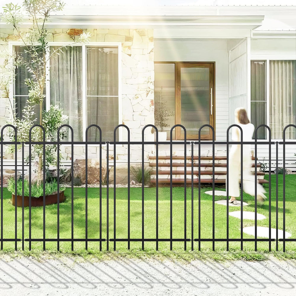 36” x 12’ Outdoor Metal Garden Fence, No-Dig Dog Fence Panels with Stakes