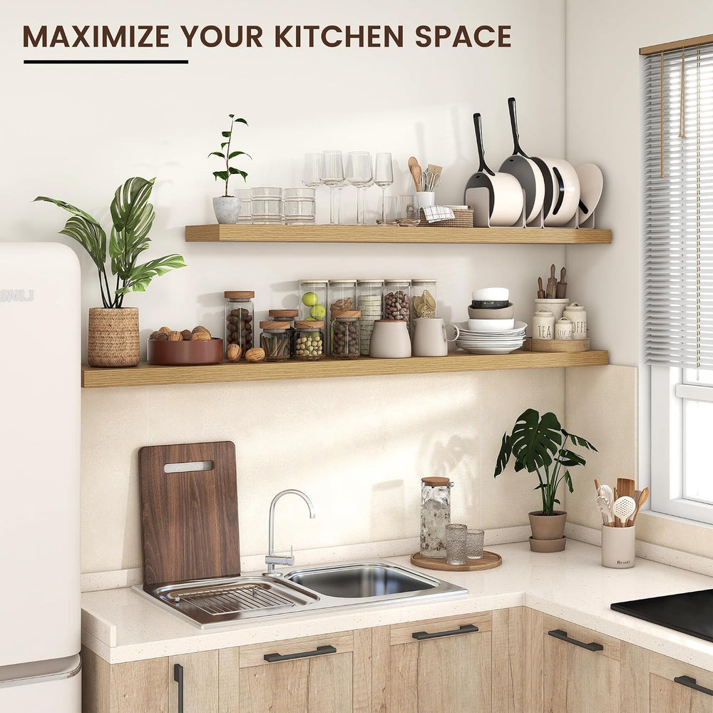 Venusmiles Floating Shelves for Wall, Engineered Wood Wall Shelves with Invis...