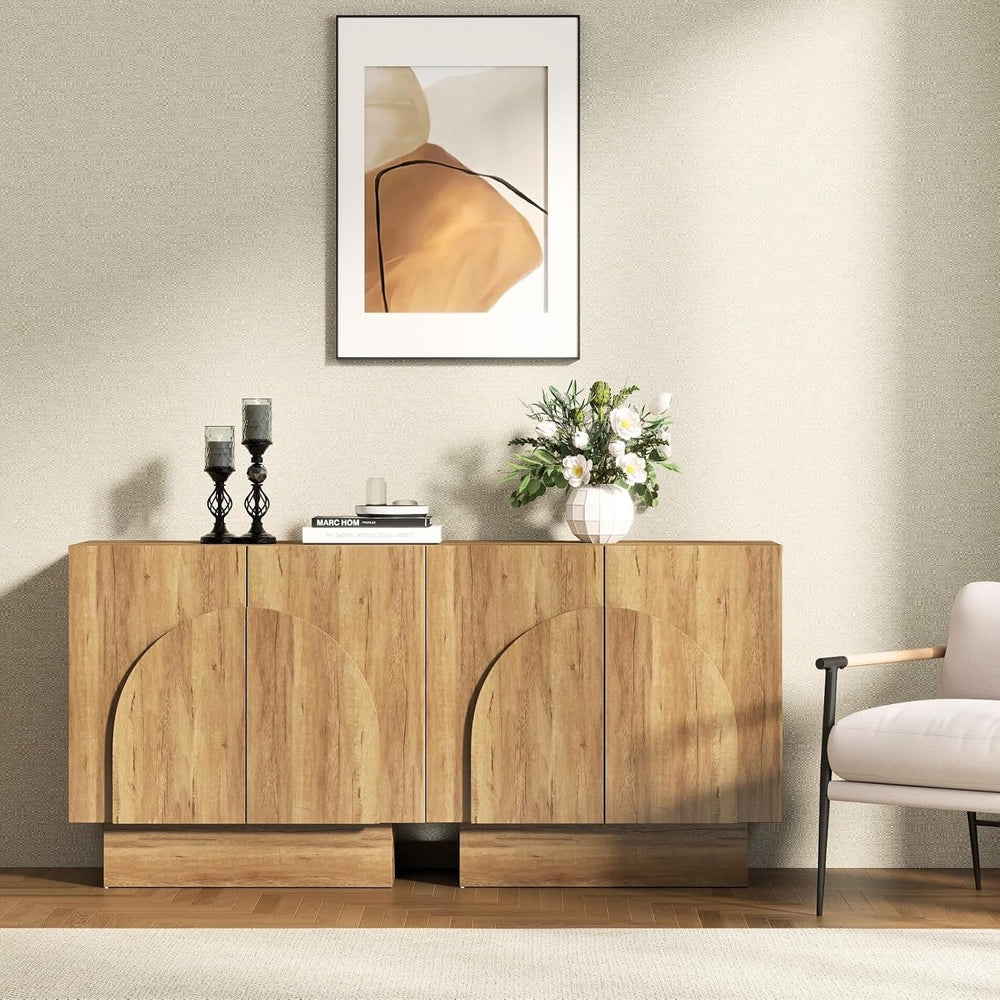 HEAH-YO Natural Sideboard Buffet Cabinet with Storage, Entryway Accent Cabine...