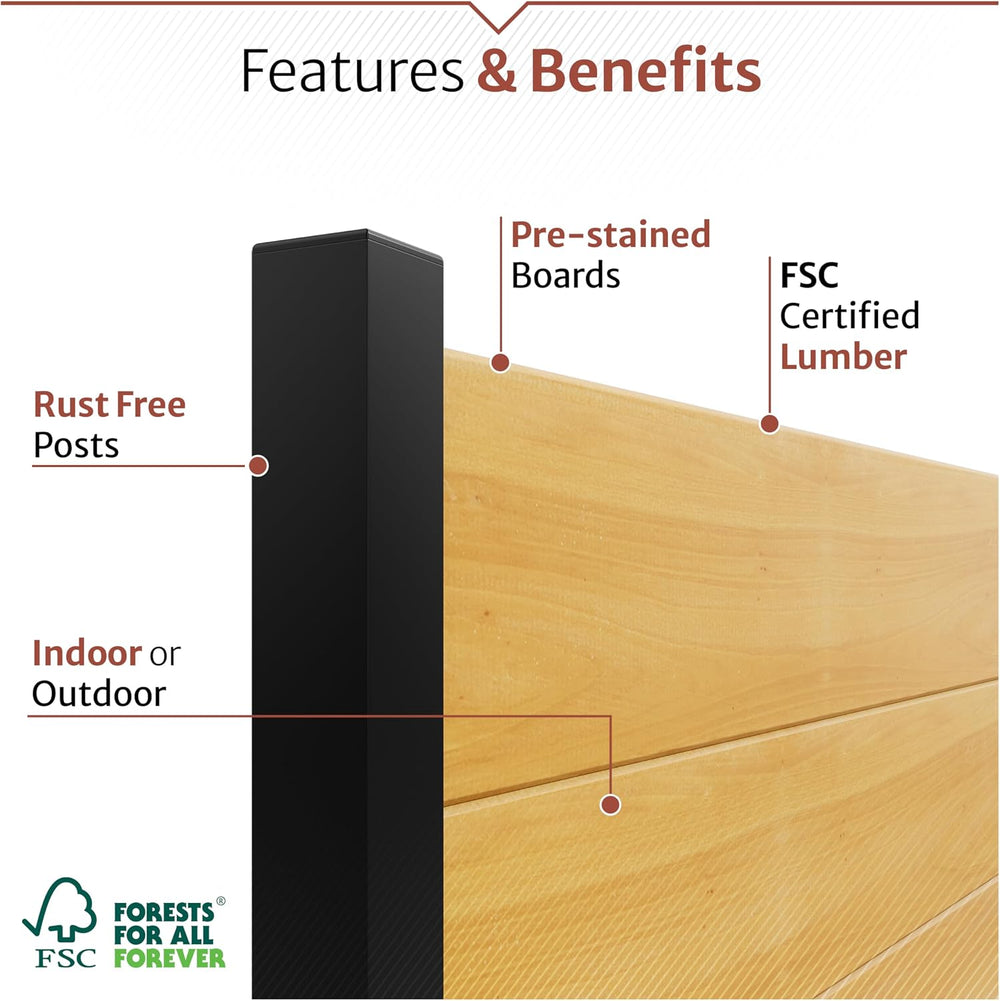 Enclo Fairmont Privacy Screen, Cedar Wood DIY No Dig Kit