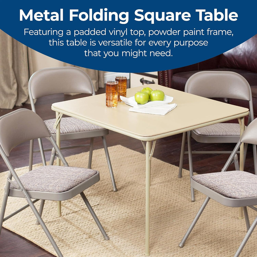 Sudden Comfort Square Folding Dining Card Table, Buff Tan, 34 x 34 x 28 In