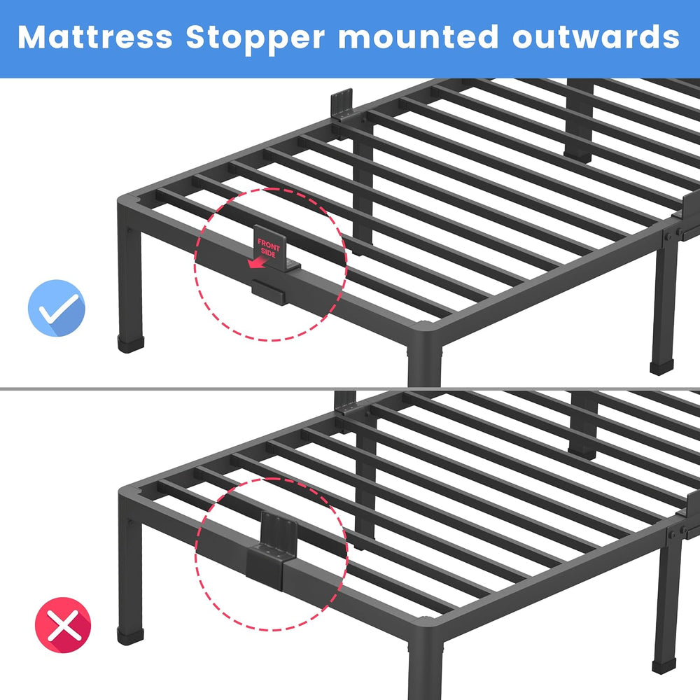 MAF 18 Inch Twin XL Bed Frames with Round Corner Leg Mattress Slide Stopper