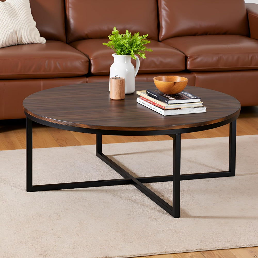 Alaterre Furniture Arcadia Round Acacia Wood Coffee Table, Mocha, 42”x18”