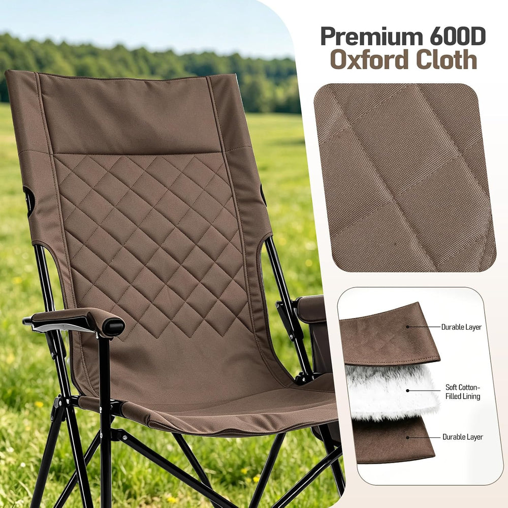 Folding Camping Chair, High Back Padded Portable Camp Chair with Storage Bag,...