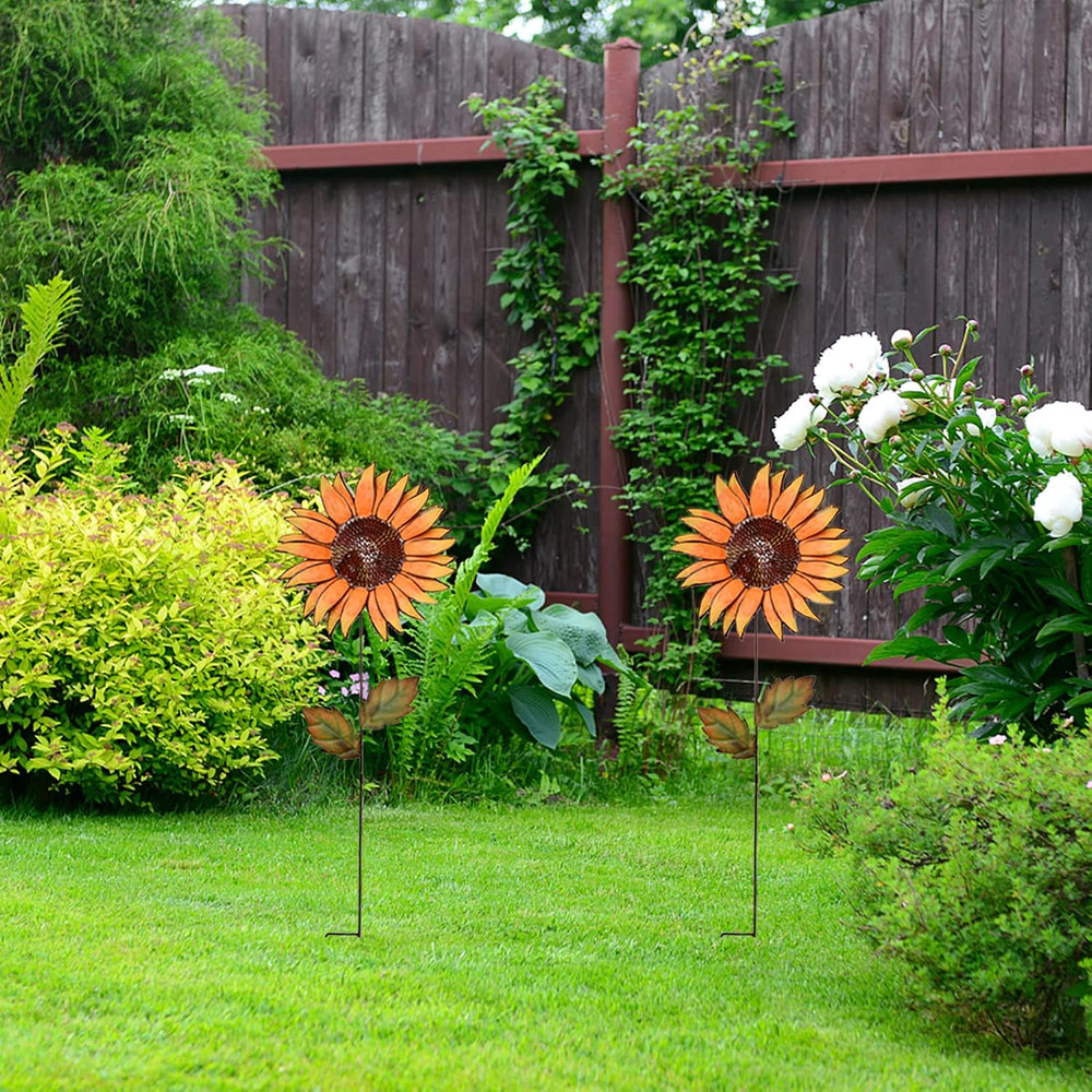 Metal Sunflower Garden Stakes Flower Yard Art Planter Stake Party Lawn Pathwa...