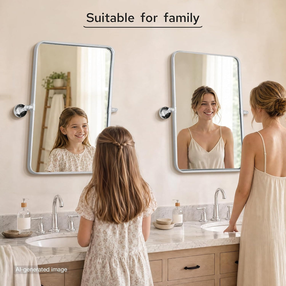 Besdomus Bathroom Pivot Wall Mirror: 20"x30" Silver Vanity Tempered...