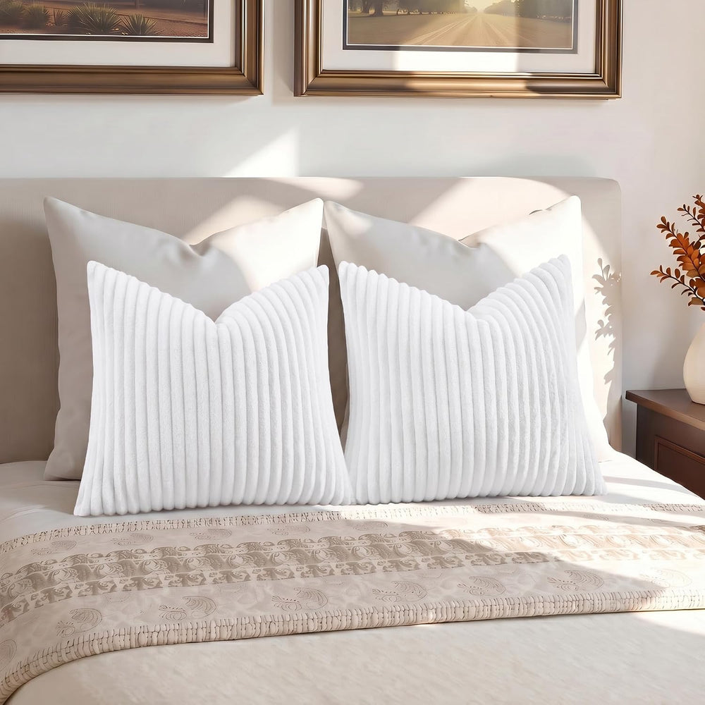 Simmore Fall Soft White Flannel Throw Pillow Covers 26X26 Set of 2