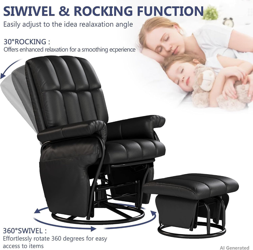 AODAILIHB 360° Swivel Glider Recliner with Ottoman