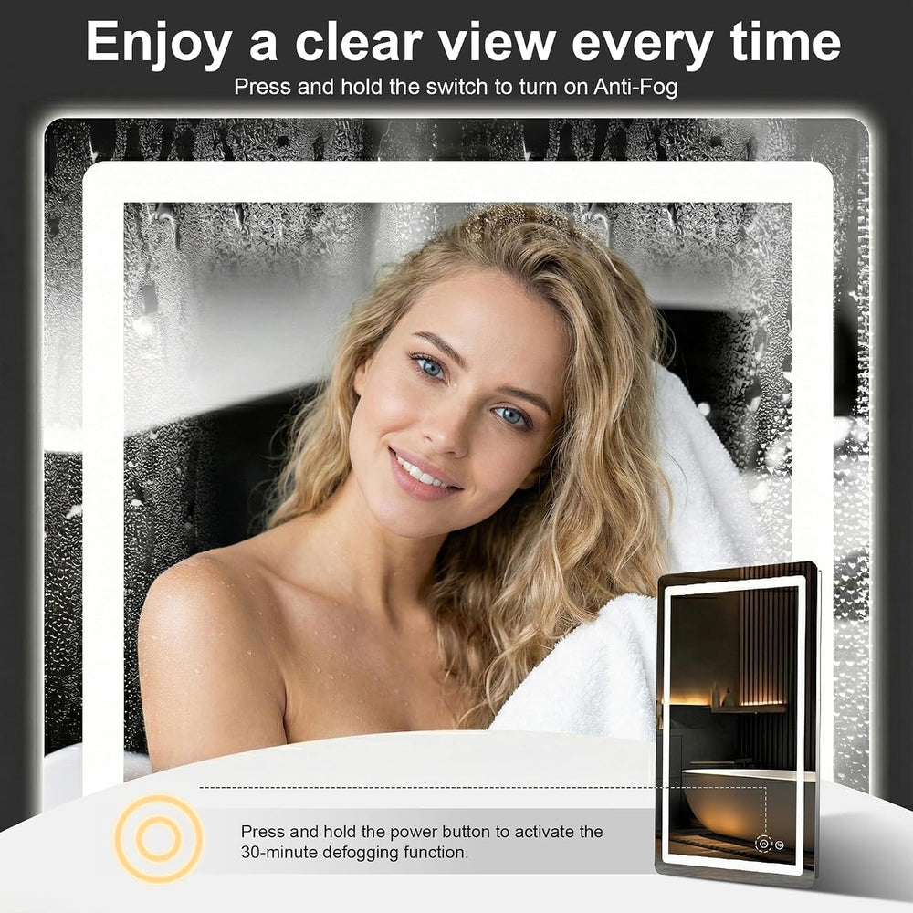 LED Bathroom Mirror with Lights, 2 Pack 24 x 36 Lighted Vanity Wall Mirror
