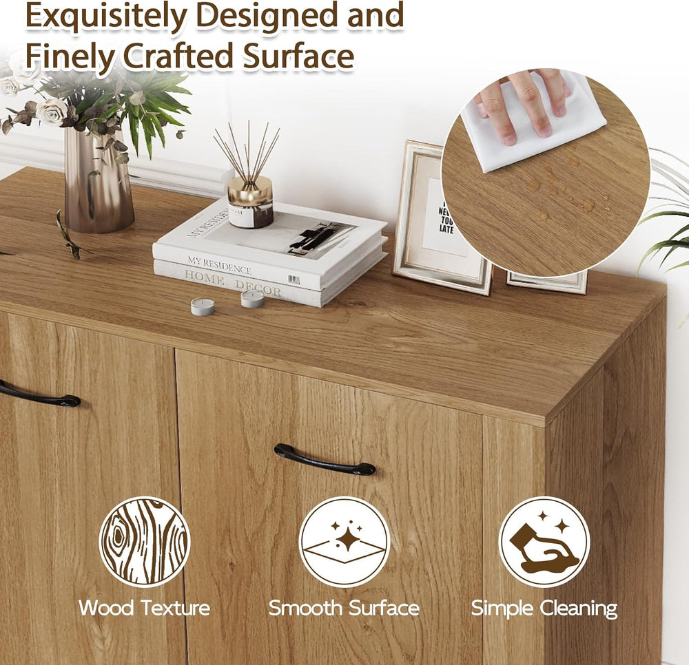 GIANTEX 38" Sideboard Cabinet with 2 Doors & 4 Shelves, Credenza, Na...