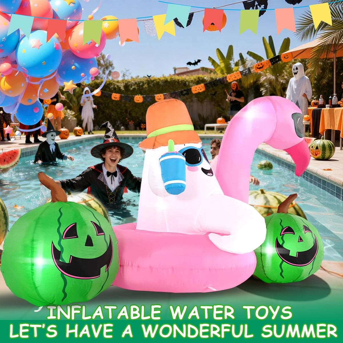6FT Elf Firebird Swimming Ring is an Outdoor Inflatable Decoration with Built-in LED Lights, Suitable for Indoor and Outdoor use, Lawns, and Halloween Entertainment Areas.